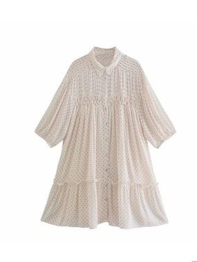 Zara Cream Polka Dot Mini Dress